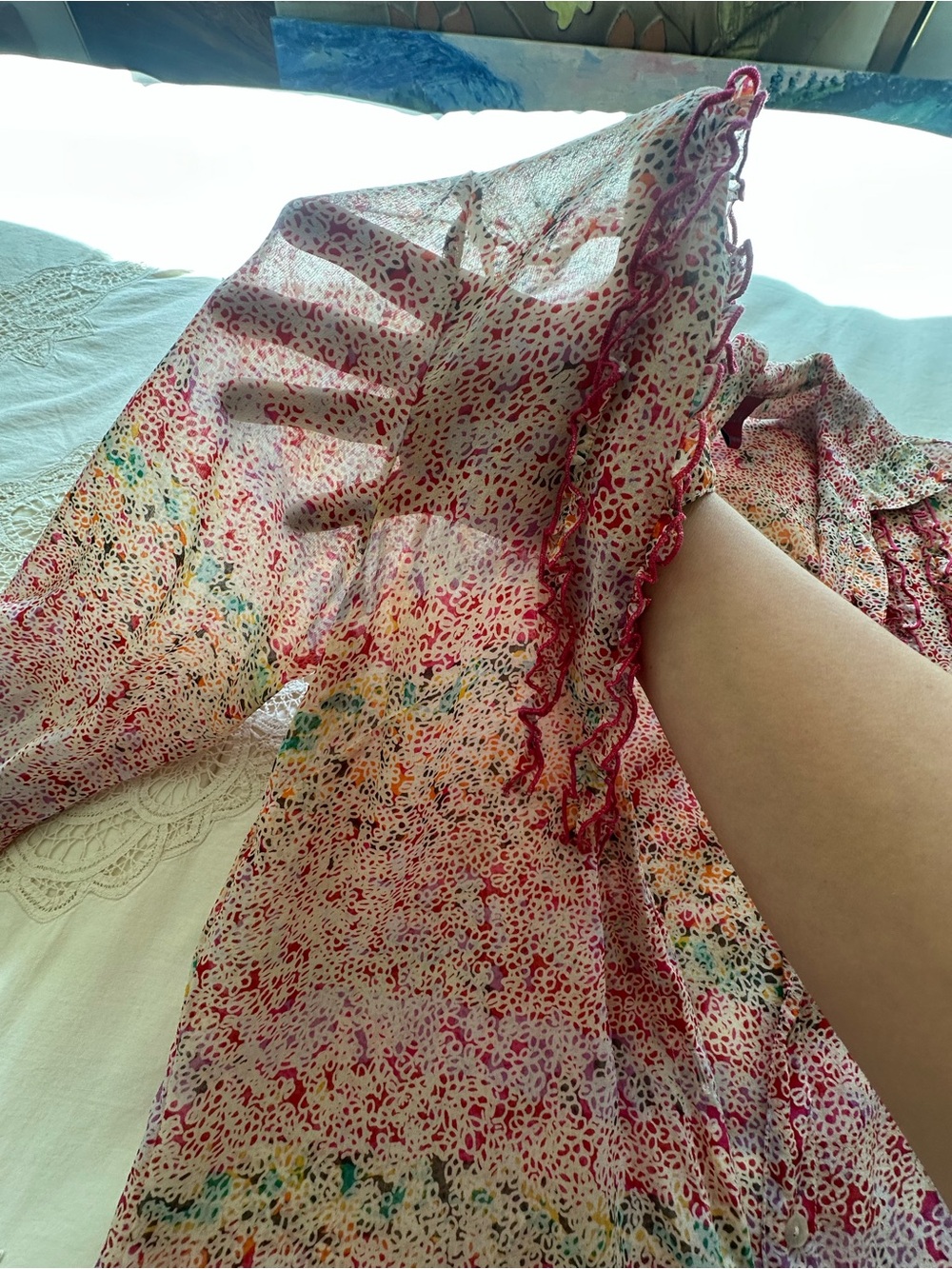 Johnny Was Silk Spring Ruffled Top, Medium - Picture 4 of 12
